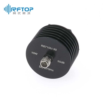 1.85mm精密同轴固定衰减器，DC-67GHz, 10W, 3-40dB，单向，公输入，母输出，圆形，接头不锈钢 - R6710U-XX