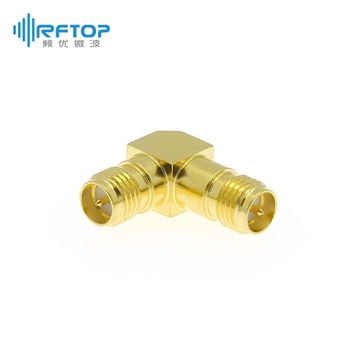 RP-SMA反极性母 转 RP-SMA反极性母 90度直弯 精密转接器|黄铜镀金，DC-6GHz - RPA06S01W-GBA-LR