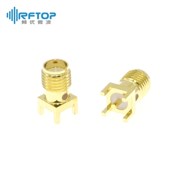 SMA母头插孔焊接PCB连接器, DC-18GHz, 安装孔距5.1mm - RC18SF-STH2-GBA