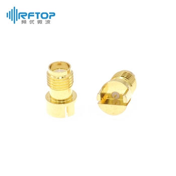 SMA母头侧装焊接PCB连接器, DC-18GHz, PCB引脚距离0.7mm, 尾针直径0.3mm - RC18SF-SEL03-GBA