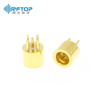 SMP(GPO)公头插孔焊接PCB连接器, DC-18GHz, 安装孔距2.5mm, 尾针直径0.7mm - RC18PM-STH07-GBA