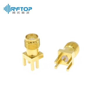 SMA母头侧装焊接PCB连接器, DC-18GHz, PCB引脚距离1.5mm, 尾针直径0.9mm - RC18SF-SEL09-GBA