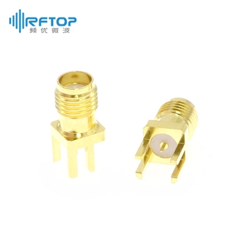 SMA母头侧装焊接PCB连接器, DC-18GHz, PCB引脚距离1.8mm, 尾针直径0.5mm - RC18SF-SEL05-GBA