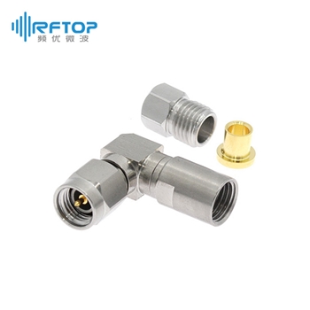 3.5mm公头精密电缆连接器, DC-26.5GHz, 90度直弯, 适配电缆3507系列, 焊接 - RC27MW-B360