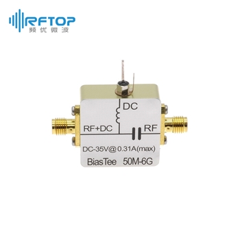 SMA双母头偏置器，50MHz-6GHz， DC 35V，0.31A，接头黄铜镀三元合金 - RBT6S35