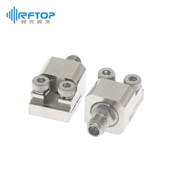1.0mm母头2孔法兰毫米波End Launch免焊PCB连接器, DC-110GHz, 安装孔距5.84mm, 尾针直径0.127mm - RC110F-EL0127