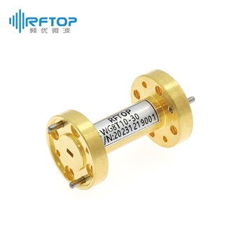 WR8(BJ1200) 转 WR10(BJ900)毫米波过渡波导, 92-110GHz, FUGP1200/FUGP900法兰, 铜镀金- RWG8T10-L