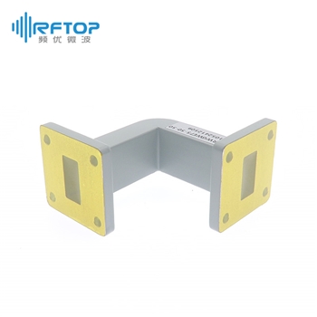 WR75(BJ120)弧形90度直角E面弯波导, 9.84-15GHz, FBP120(UBR)正方形法兰- RWGWE75-L1-L2
