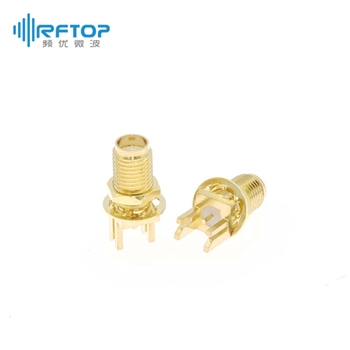 SMA母头穿墙PCB侧装焊接连接器|精密型, DC-26.5GHz, PCB板厚小于0.9mm, 尾针直径0.8mm- RC27SF-SEL08