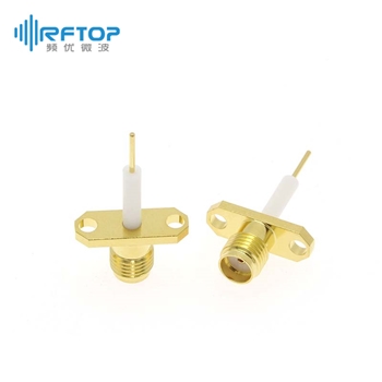 SMA母头2孔法兰介质穿墙连接器, DC-18GHz, 安装孔距12.2mm- RC18SFB-PF2D03-XX