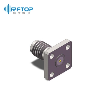 SSMA母头4孔法兰毫米波可拆卸连接器, DC-40GHz, 安装孔距6.35mm- RC40SAF-UF4D02-XX