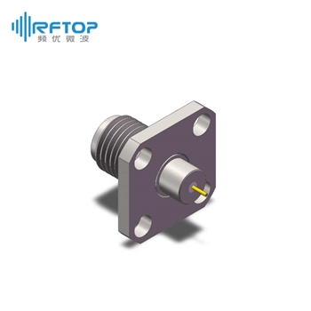SMA母四孔法兰金属穿墙连接器, DC-26.5GHz, 安装孔距8.6mm - RC27SF-MF4D01-XX