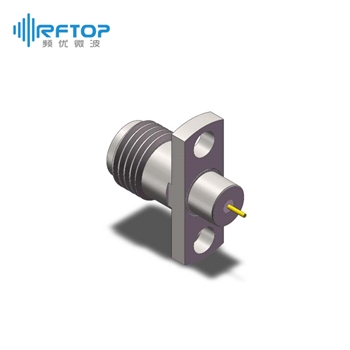 SMA母双孔法兰金属穿墙连接器, DC-26.5GHz, 安装孔距10.2mm - RC27SF-MF2D05-XX