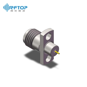 SMA母双孔法兰金属穿墙连接器, DC-26.5GHz, 安装孔距8.9mm - RC27SF-MF2D06-XX