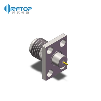SMA母四孔法兰金属穿墙连接器, DC-26.5GHz, 安装孔距8.64mm×5.64mm - RC27SF-MF4D03-XX