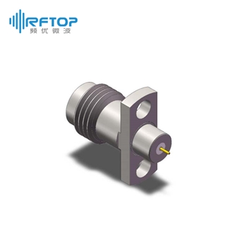 2.4mm母双孔法兰毫米波金属穿墙连接器, DC-50GHz, 安装孔距8.9mm - RC50UF-MF2D06-XX