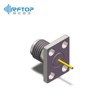 SMA母头4孔法兰空气线穿墙连接器, DC-26.5GHz, 安装孔距8.64mm×5.64mm- RC27SF-AF4D03-XX
