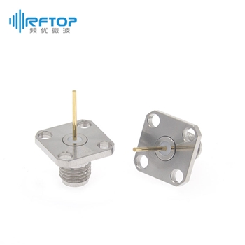 SMA母头4孔法兰空气线穿墙连接器, DC-26.5GHz, 安装孔距8.6mm- RC27SF-AF4D01-XX