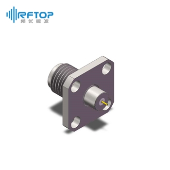 2.92mm(K,SK)母四孔法兰毫米波金属穿墙连接器, DC-40GHz, 安装孔距8.6mm - RC40KF-MF4D01-XX