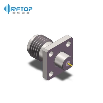 2.92mm(K,SK)母四孔法兰毫米波金属穿墙连接器, DC-40GHz, 安装孔距6.35mm - RC40KF-MF4D02-XX