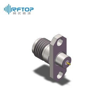 2.92mm(K,SK)母双孔法兰毫米波金属穿墙连接器, DC-40GHz, 安装孔距12.2mm - RC40KF-MF2D04-XX