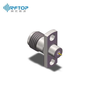 2.92mm(K,SK)母双孔法兰毫米波金属穿墙连接器, DC-40GHz, 安装孔距10.2mm - RC40KF-MF2D05-XX