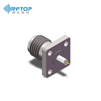 2.92mm母头4孔法兰毫米波介质穿墙连接器, DC-40GHz, 安装孔距6.35mm- RC40KF-PF4D02-XX