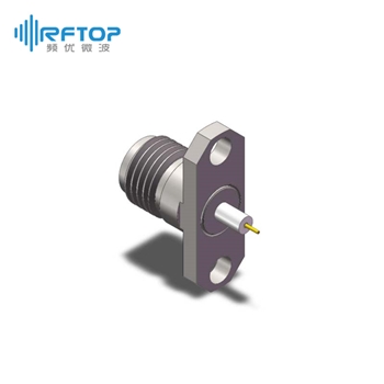 2.92mm母头2孔法兰毫米波介质穿墙连接器, DC-40GHz, 安装孔距12.2mm- RC40KF-PF2D04-XX