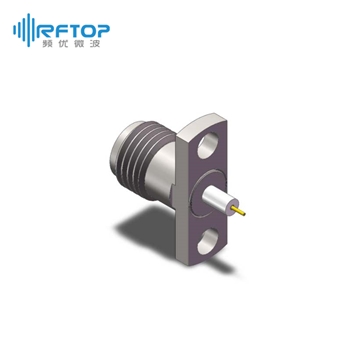 2.92mm母头2孔法兰毫米波介质穿墙连接器, DC-40GHz, 安装孔距10.2mm- RC40KF-PF2D05-XX
