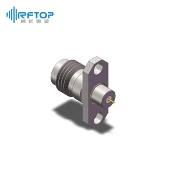 2.4mm母双孔法兰毫米波金属穿墙连接器, DC-50GHz, 安装孔距12.2mm - RC50UF-MF2D04-XX