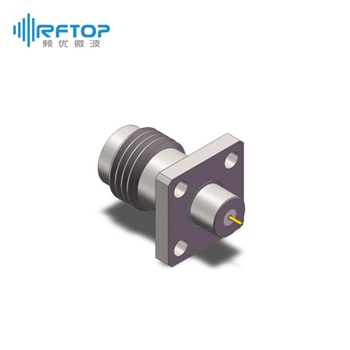 2.4mm母四孔法兰毫米波金属穿墙连接器, DC-50GHz, 安装孔距6.35mm - RC50UF-MF4D02-XX