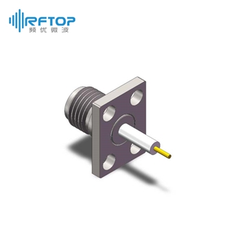 SMA母头4孔法兰介质穿墙连接器, DC-26.5GHz, 安装孔距8.64mm×5.64mm- RC27SF-PF4D03-XX