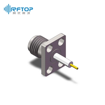 SMA母头4孔法兰介质穿墙连接器, DC-26.5GHz, 安装孔距8mm×5mm- RC27SF-PF4D13-XX