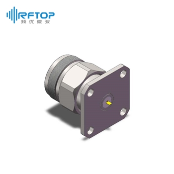 N公头4孔法兰直连穿墙连接器, DC-18GHz, 安装孔距18.3mm- RC18NM-TF4D10-XX