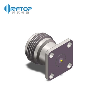 N母头4孔法兰直连穿墙连接器, DC-18GHz, 安装孔距12.7mm- RC18NF-TF4D09L1-XX