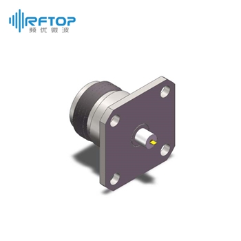 N母头4孔法兰介质穿墙连接器, DC-18GHz, 安装孔距18.3mm- RC18NF-PF4D10-XX
