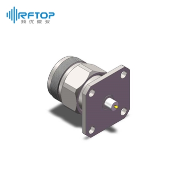 N公头4孔法兰介质穿墙连接器, DC-18GHz, 安装孔距18.3mm- RC18NM-PF4D10-XX