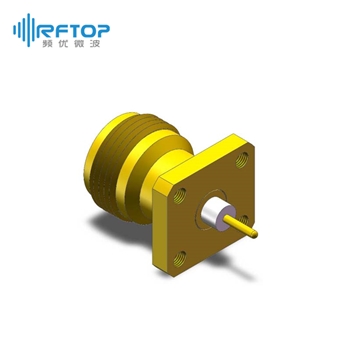 N母头4孔法兰介质穿墙连接器, DC-18GHz, 安装孔距11mm- RC18NFB-PF4D66-XX