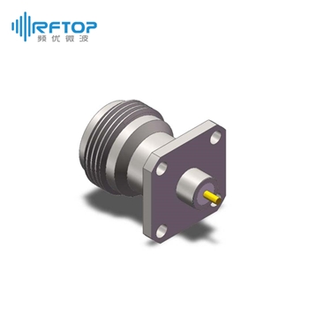 N母四孔法兰金属穿墙连接器, DC-18GHz, 安装孔距12.7mm - RC18NF-MF4D09-XX
