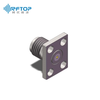 SMA母四孔法兰可拆卸连接器, DC-26.5GHz, 安装孔距8.64mm×5.64mm - RC27SF-UF4D03-XX