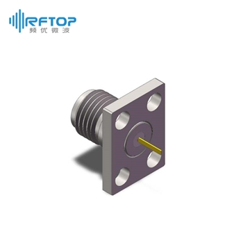 SMA母四孔法兰直连穿墙连接器, DC-26.5GHz, 安装孔距8.64mm×5.64mm - RC27SF-TF4D03-XX