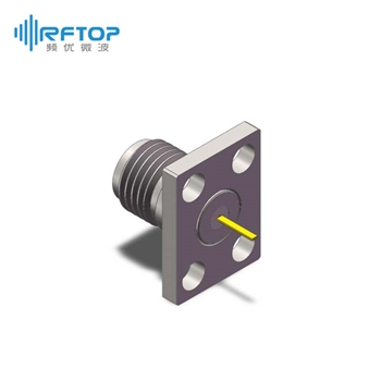 SMA母头4孔法兰直连穿墙连接器, DC-26.5GHz, 安装孔距8.64mm×5.64mm- RC27SF-TF4D03C-XX