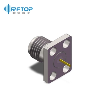 SMA母头4孔法兰直连穿墙连接器, DC-26.5GHz, 安装孔距8mm×5mm- RC27SF-TF4D13-XX