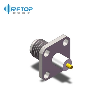 SMA母头4孔法兰介质穿墙连接器, , DC-26.5GHz, 安装孔距8.6mm- RC27SF-PF4D51-XX