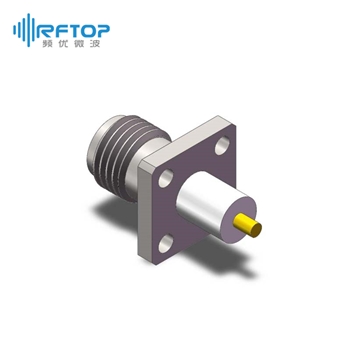 SMA母头4孔法兰介质穿墙连接器, , DC-26.5GHz, 安装孔距6.35mm- RC27SF-PF4D52-XX