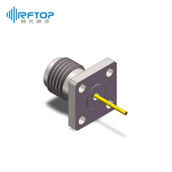 2.92mm母头4孔法兰毫米波空气线穿墙连接器, DC-40GHz, 安装孔距6.35mm- RC40KF-AF4D02-XX