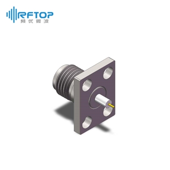 2.92mm(K,SK)母四孔法兰毫米波介质穿墙连接器, DC-40GHz, 安装孔距8.64mm×5.64mm - RC40KF-PF4D03-XX