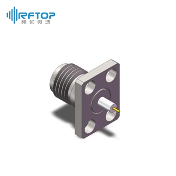 2.92mm母头4孔法兰毫米波介质穿墙连接器, DC-40GHz, 安装孔距8mm×5mm- RC40KF-PF4D13-XX