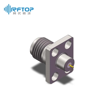 2.92mm母头4孔法兰毫米波金属穿墙连接器, DC-40GHz, 安装孔距8mm×5mm- RC40KF-MF4D13-XX