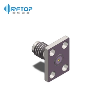 SSMA母头4孔法兰毫米波可拆卸连接器, DC-40GHz, 安装孔距8.64mm×5.64mm- RC40SAF-UF4D03-XX